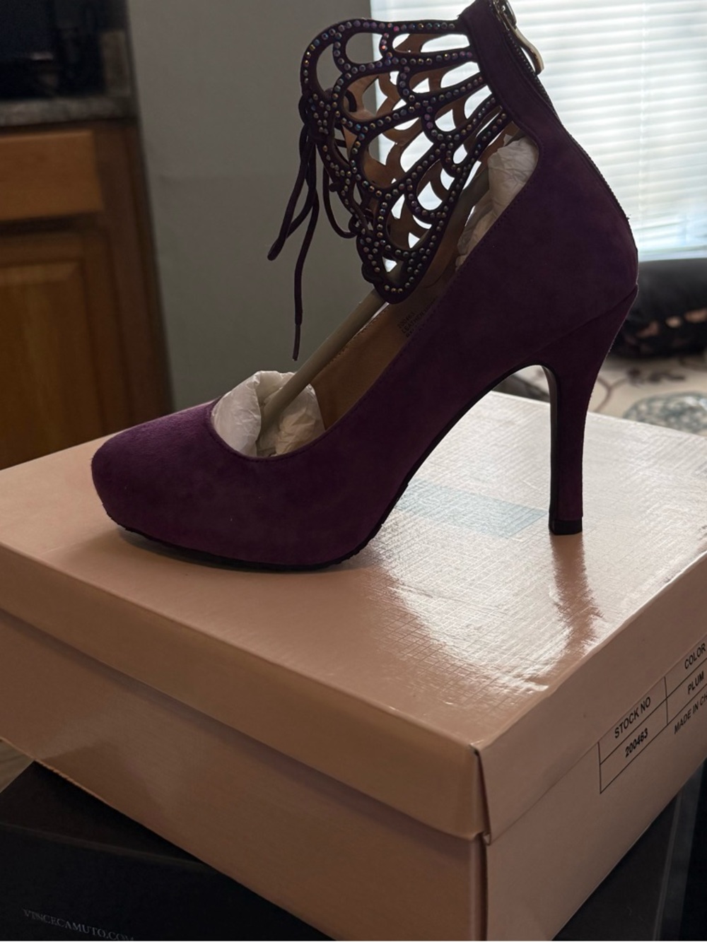 Theme Purple Suede Lace-Up Cutout Ankle Pump